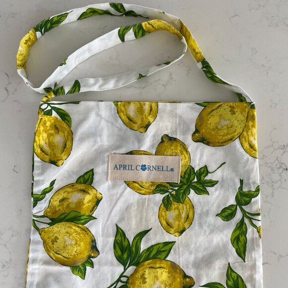 April Cornell Lemon Print Tote Shopping Bag Crossbody/Shoulder Wht Yel Grn NWOT - Picture 2 of 7